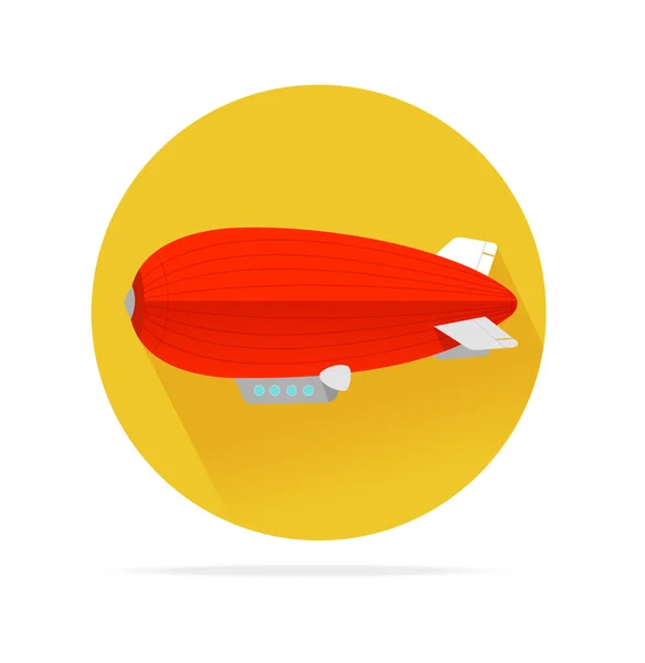 Red dirigible balloon flat icon.Vector — Stock Vector