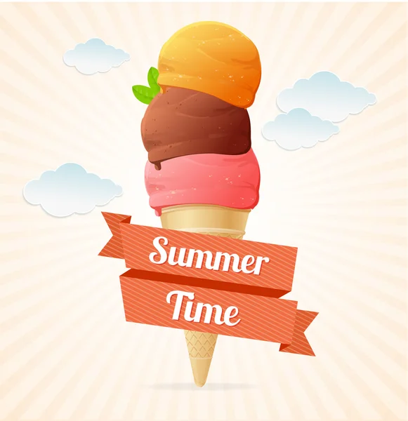 Vector zomer Vintage Ice Cream Poster. — Stockvector