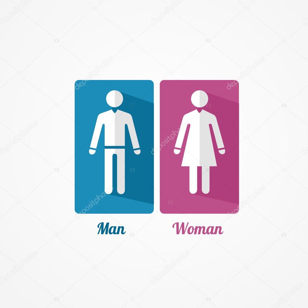 Man and Woman flat icon with shadows