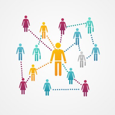 Siluet simgeler ile vektör sosyal ağ