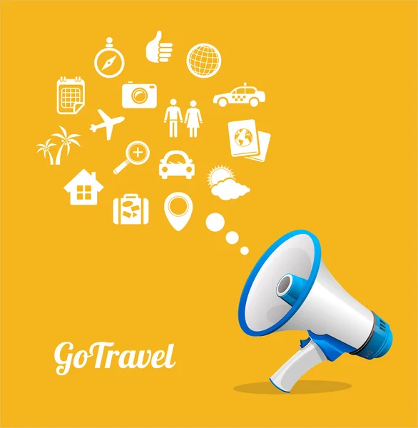Vector Megaphone and icon. Travel concept — Stock Vector