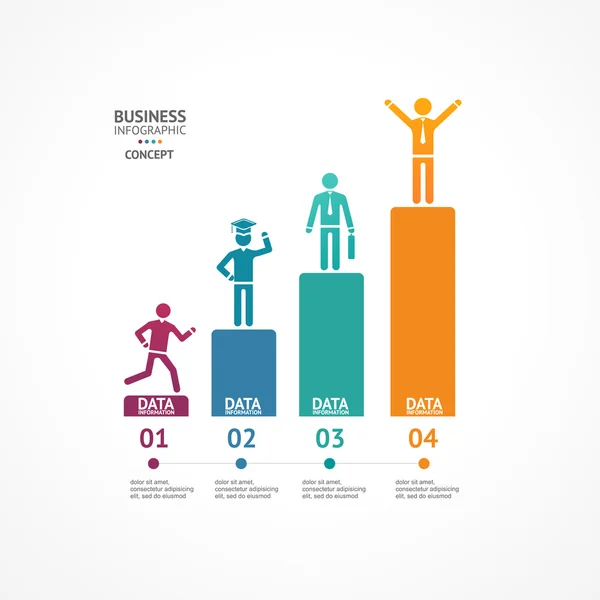 Stap voor stap naar succes infographics illustratie — Stockvector
