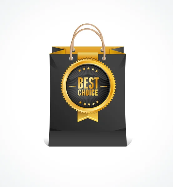 Bolsa de papel vectorial y etiqueta de oro La mejor opción — Vector de stock