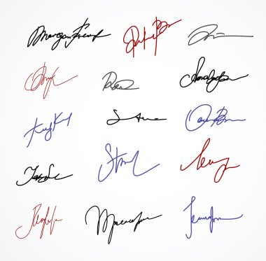 Vector Signature fictitious Autograph on white