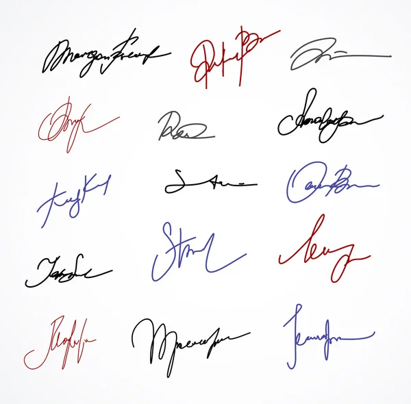 Signature vectorielle Autographe fictif sur blanc — Image vectorielle