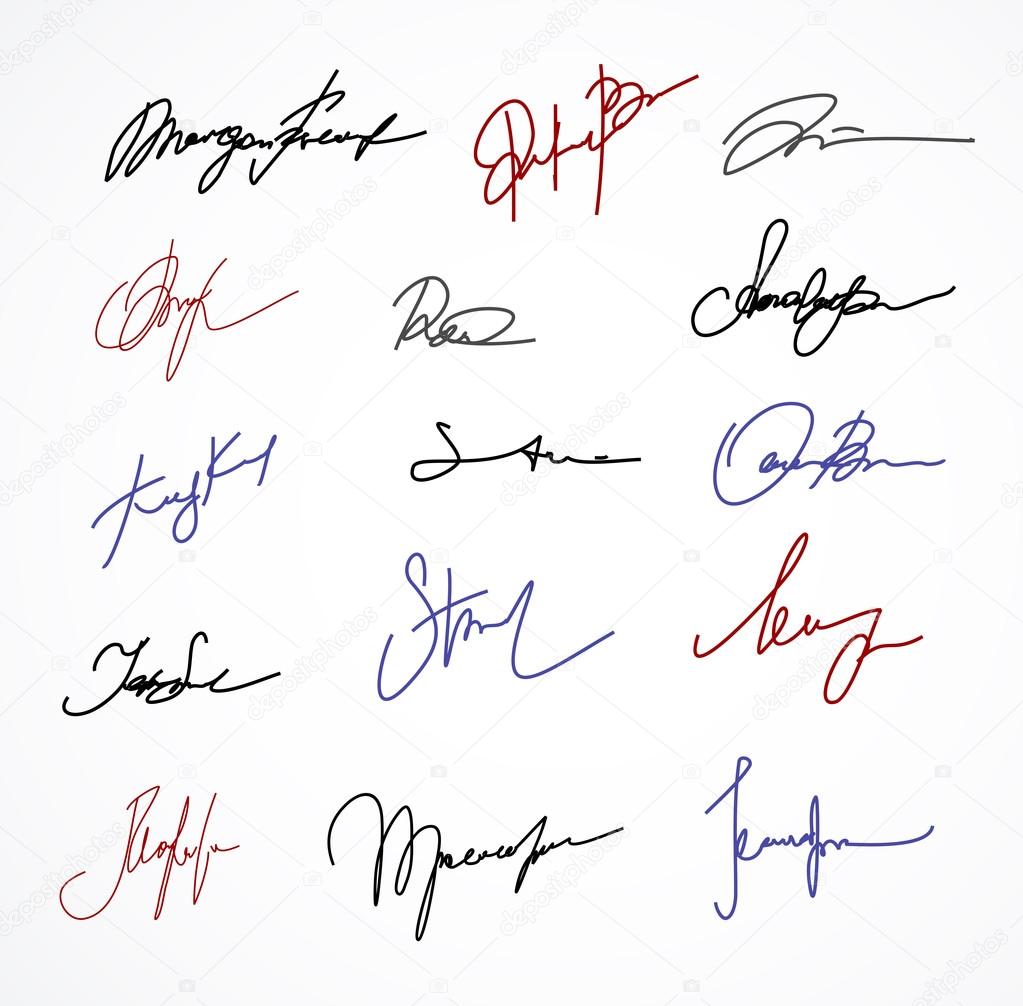 Vector Signature fictitious Autograph on white