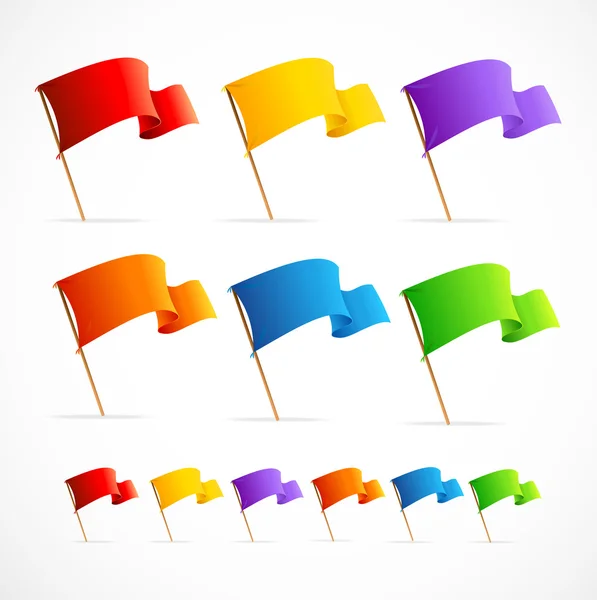 Vector Collection of different color flags — Stock Vector