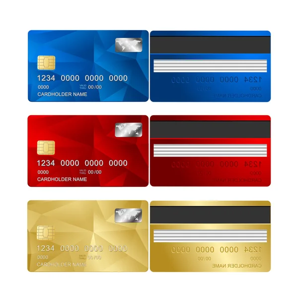 Vektor Kreditkarte Set zwei Seiten. — Stockvektor