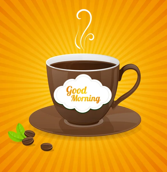 Vector white coffee cup and text cloud. — Stock Vector