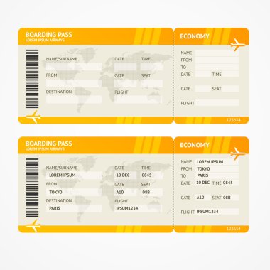 Vector Modern Airline boarding pass tickets clipart
