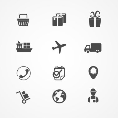 Vektör nakliye, lojistik ve kargo Icon set