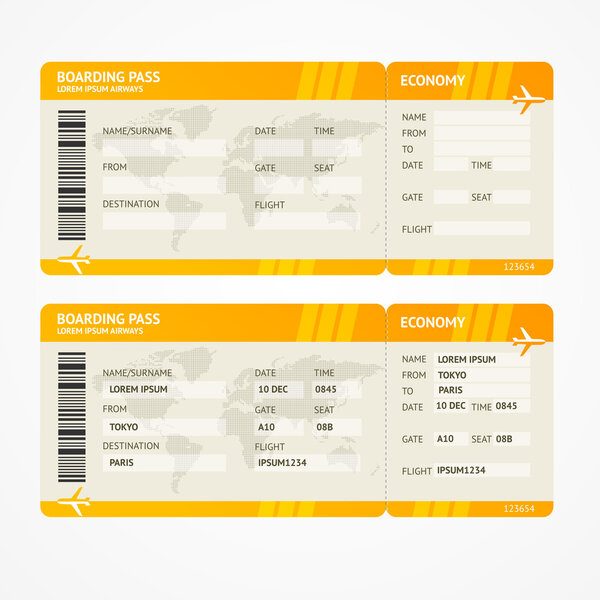 Vector Modern Airline boarding pass tickets