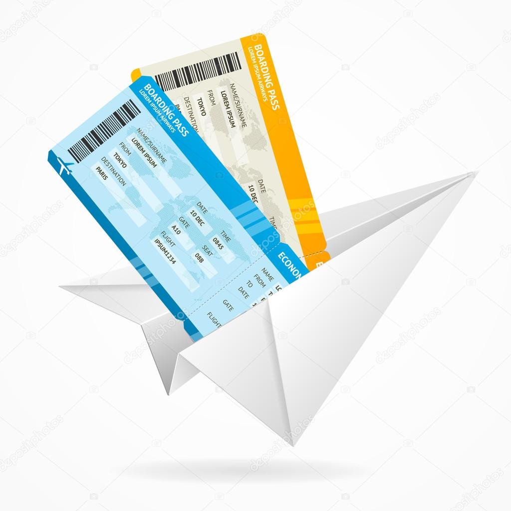 Vector tickets and globe, travel concept