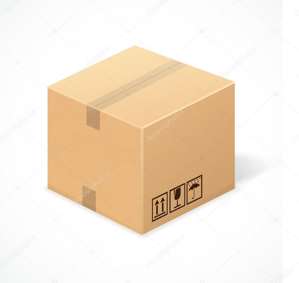 Closed cardboard box, isolated on white