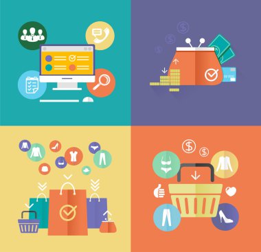 Vektör düz tasarım dijital pazarlama kavramı kartı.