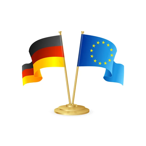 İzole Almanya ve Avrupa vektör masa bayrağı — Stok Vektör
