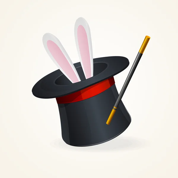 魔法の帽子とウサギ — ストックベクタ