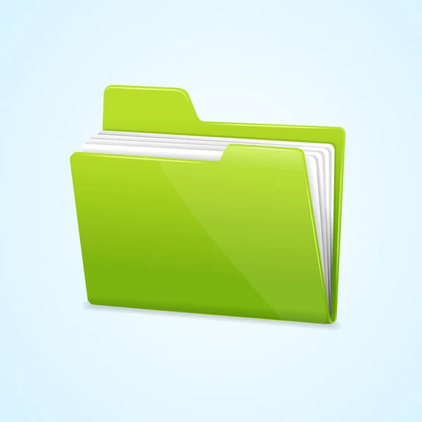Vector icono de carpeta de archivo verde aislado en azul — Vector de stock