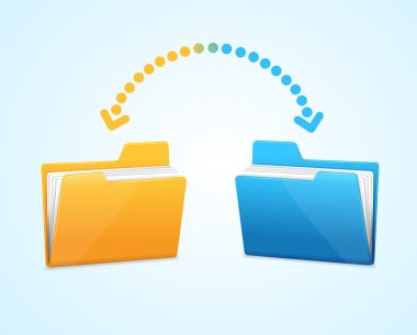 Moving documents between two folders clipart