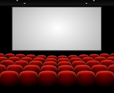 Vector cinema auditorium with blank screen clipart