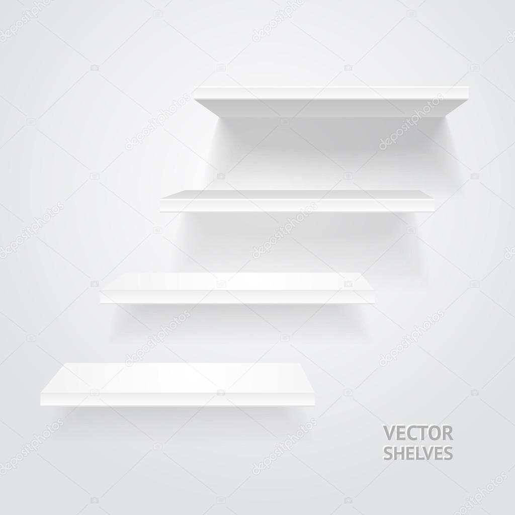 White shelves. Vector.