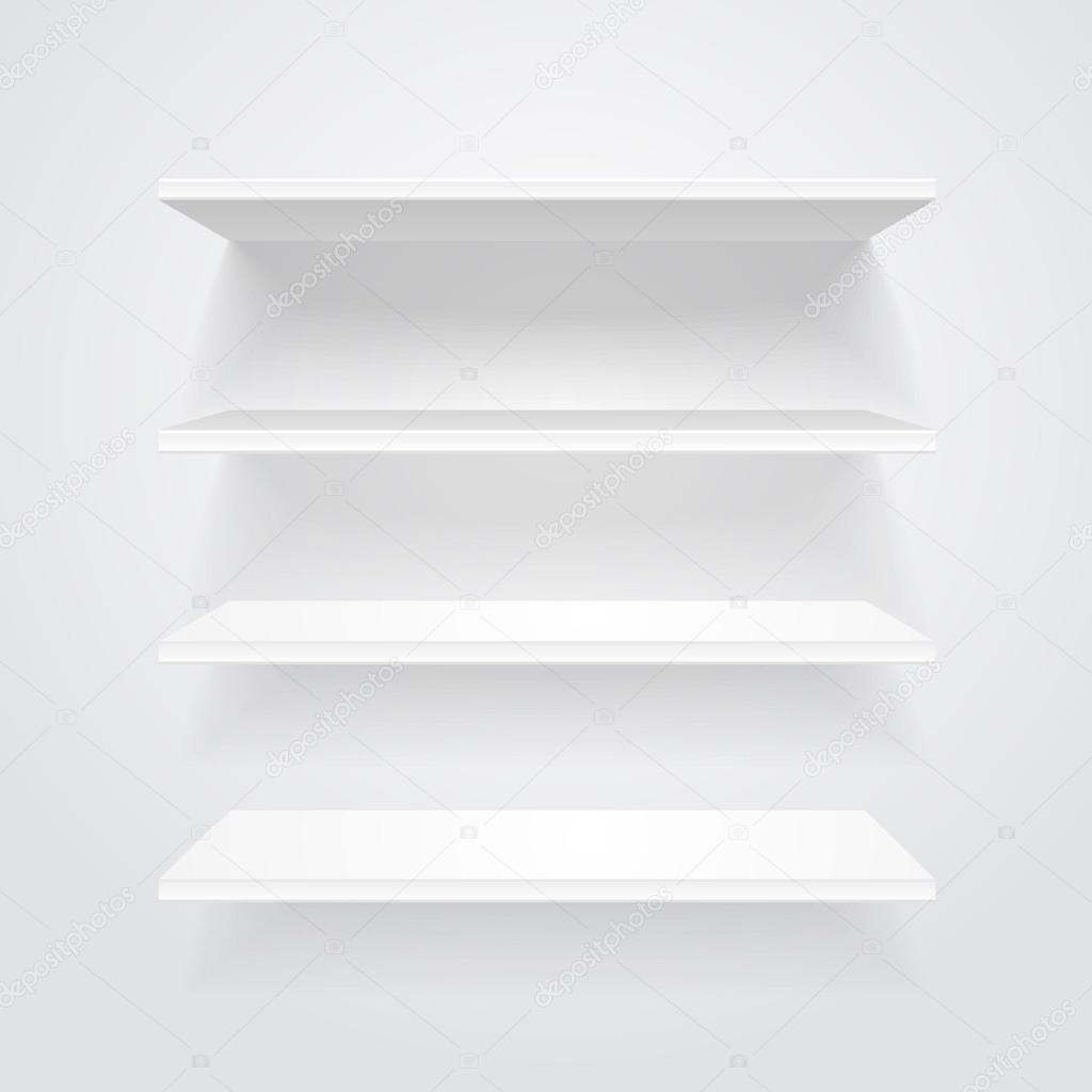 White shelves. Vector.
