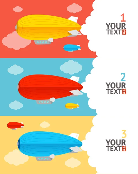 Vector. Hot air ballons option banners — Stock Vector