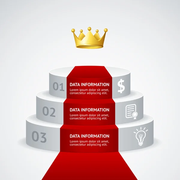 Podio vectorial infográfico con alfombra roja — Archivo Imágenes Vectoriales