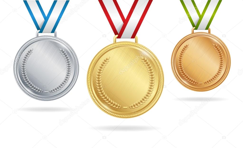 Vetores de Ouro Prata Medalha De Bronze Estrela Jogo Com O