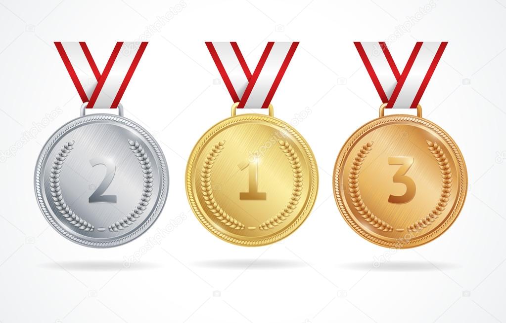 Vector. Set of gold, silver and bronze medals