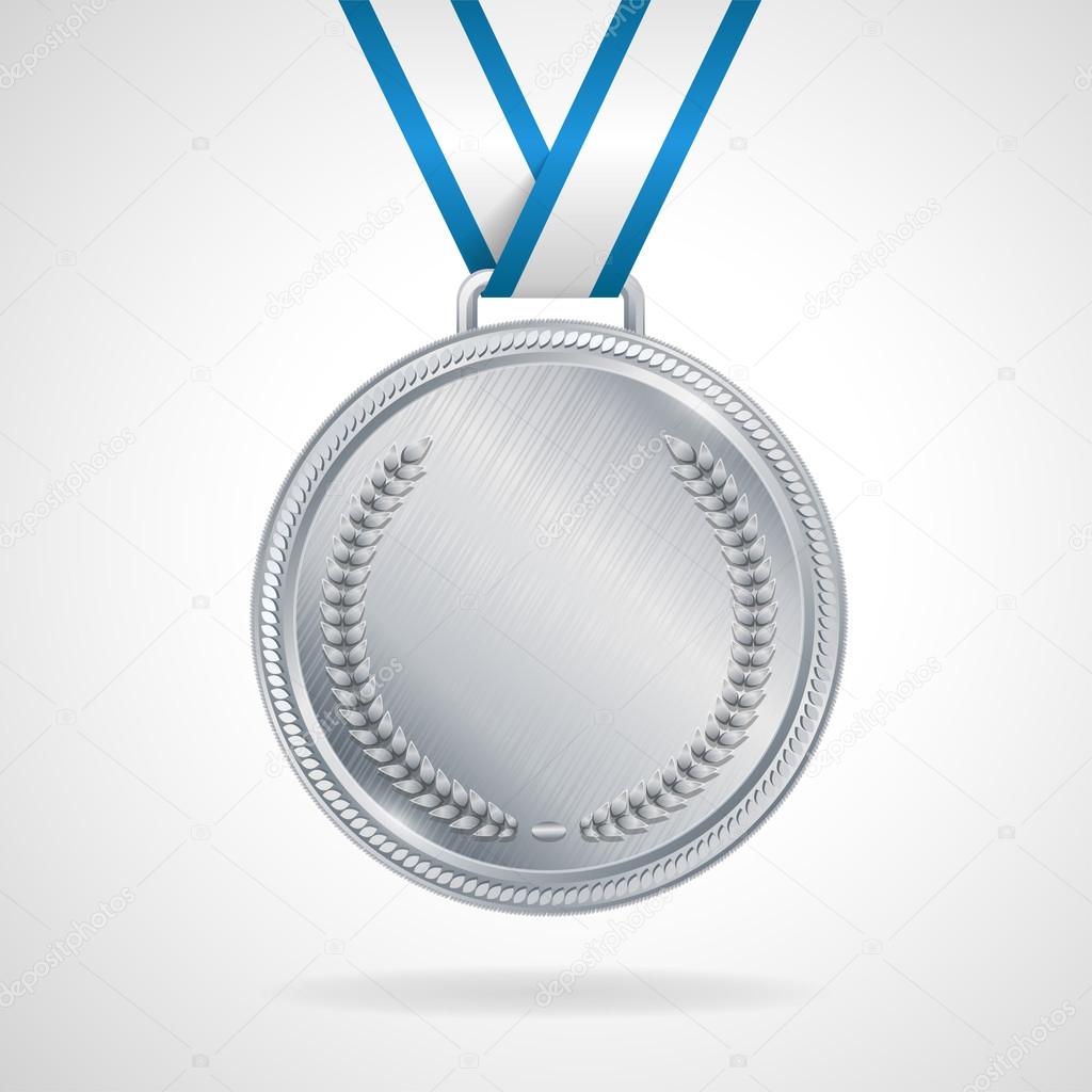 Vector silver medal with ribbon