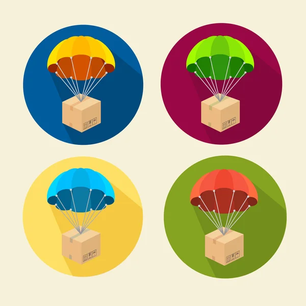 Vector parachutes iconen set — Stockvector