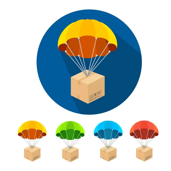 Vector flat parachutes icons set — Stock Vector