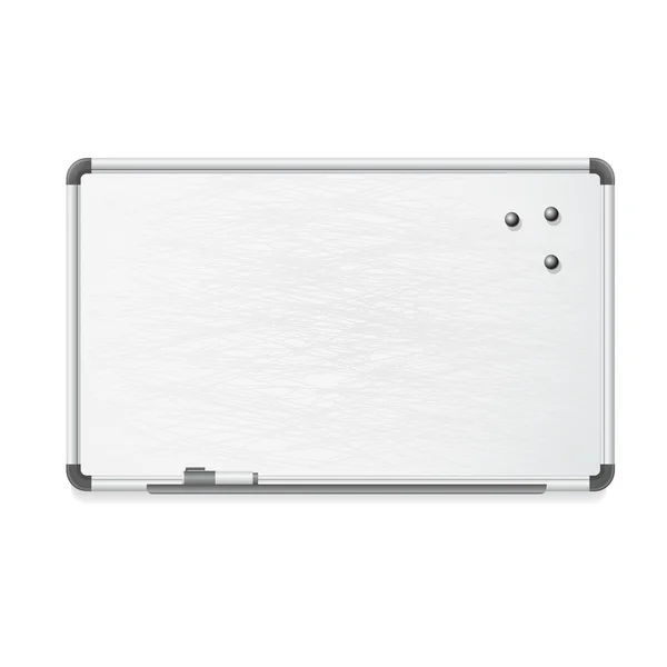 Vektor-Whiteboard mit Marker und Magneten — Stockvektor