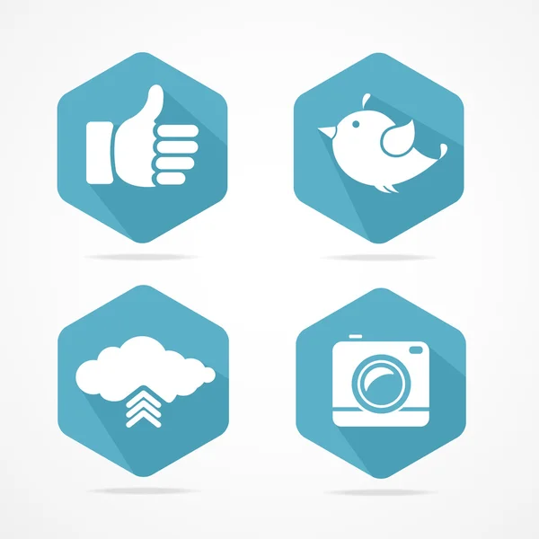 Vector social icons set. Flat Design — Stock Vector