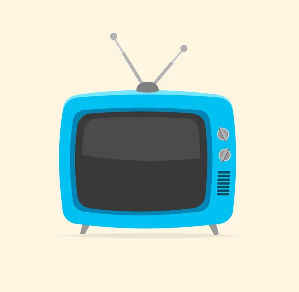 Векторный синий ретро-телевизор Плоский дизайн — стоковый вектор