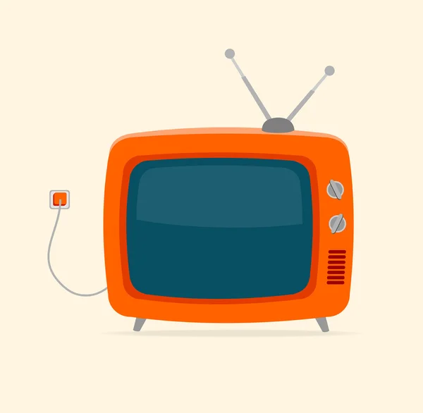 Vector Rode retro tv met draad plat ontwerp — Stockvector