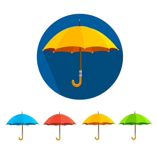 Conjunto de guarda-chuvas coloridos vetores. Design plano —  Vetores de Stock
