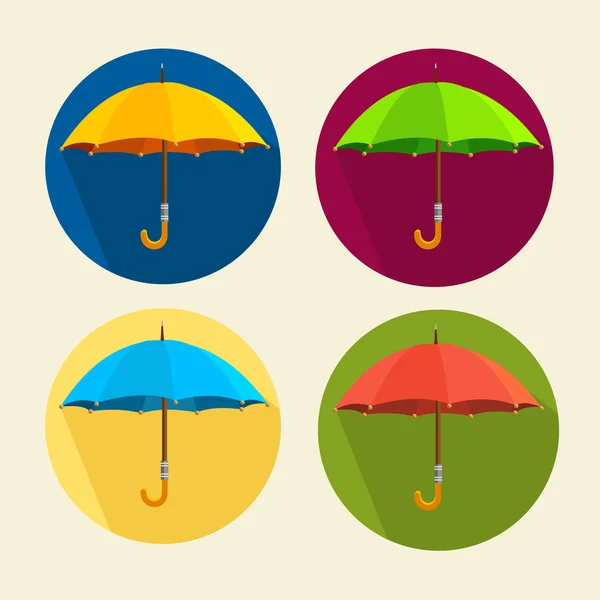 Vector colorful umbrellas set. Flat Design — Stock Vector