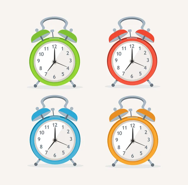 Reloj despertador vectorial listo. Diseño plano — Vector de stock