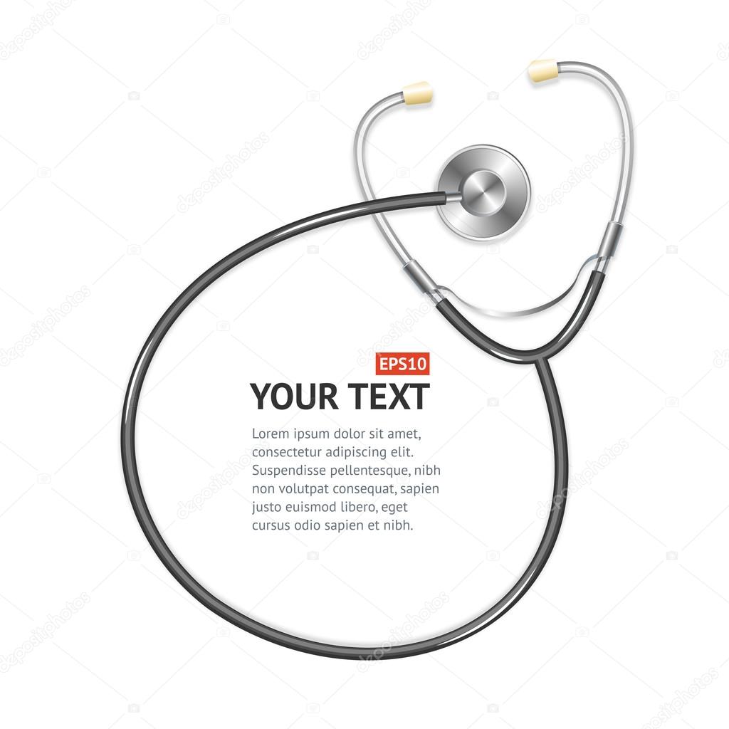 Vector black Stethoscope with place for text.