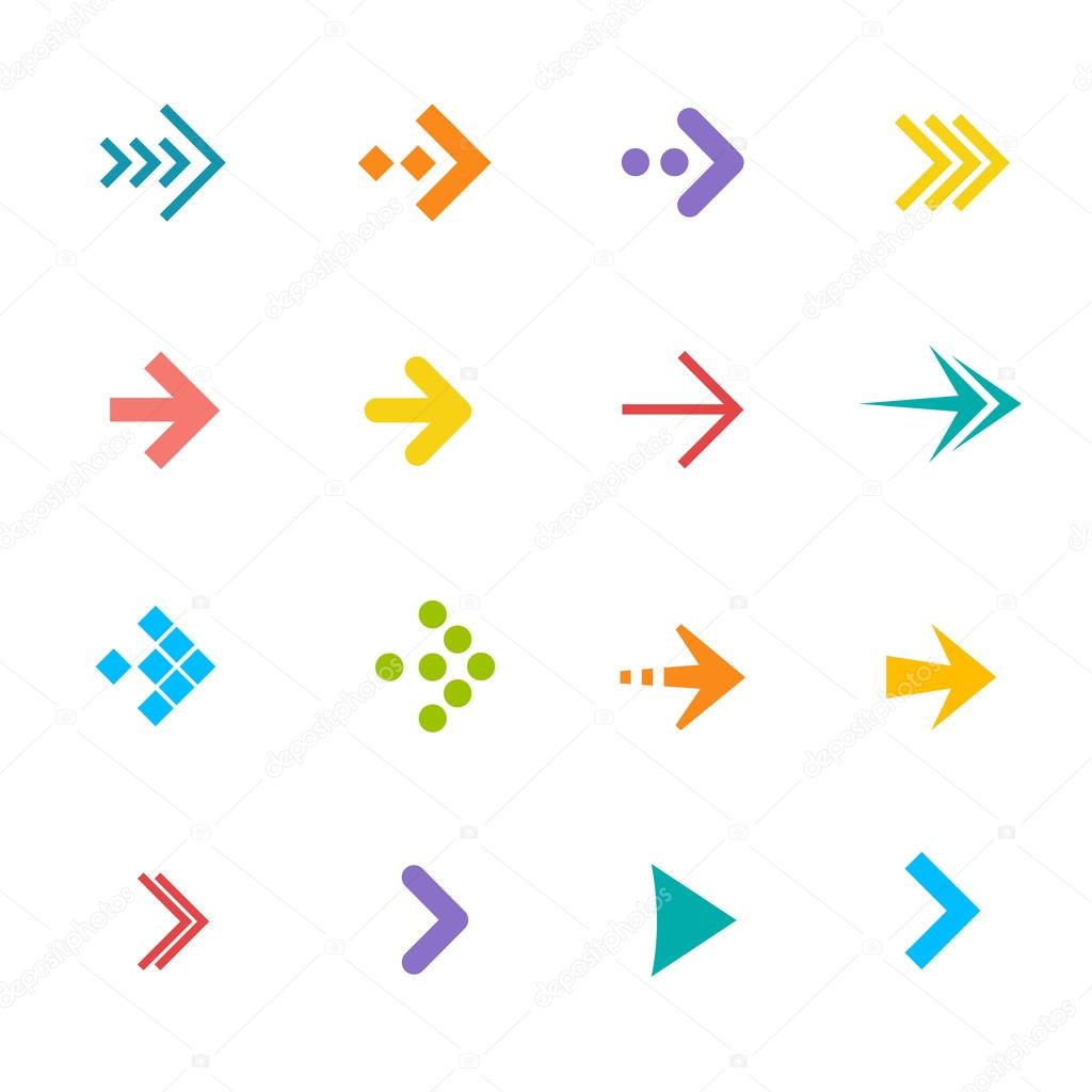 Vector colorful arrows set. Flat Design