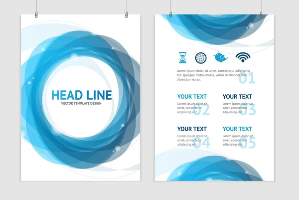 Vector abstract geometric blue round brochure flyer design templates — Stock Vector