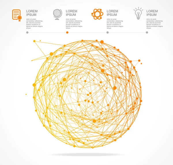 Vektor abstrakte orangefarbene Kugel Infografiken. flache Bauweise — Stockvektor