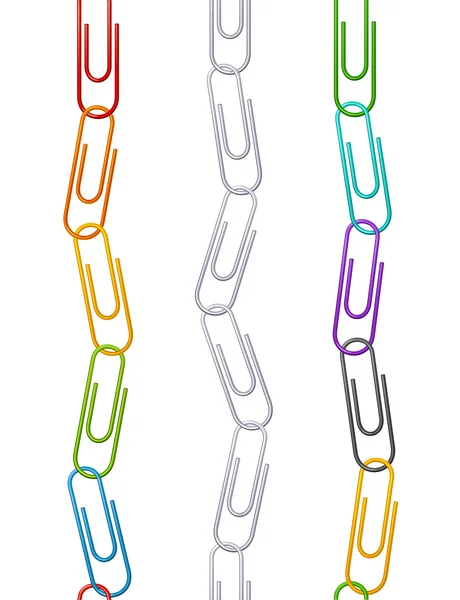 Ensemble chaîne de clips vectoriels arc-en-ciel, colorés et métalliques — Image vectorielle
