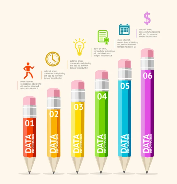 Vektor bisnis infografis dengan pensil - Stok Vektor