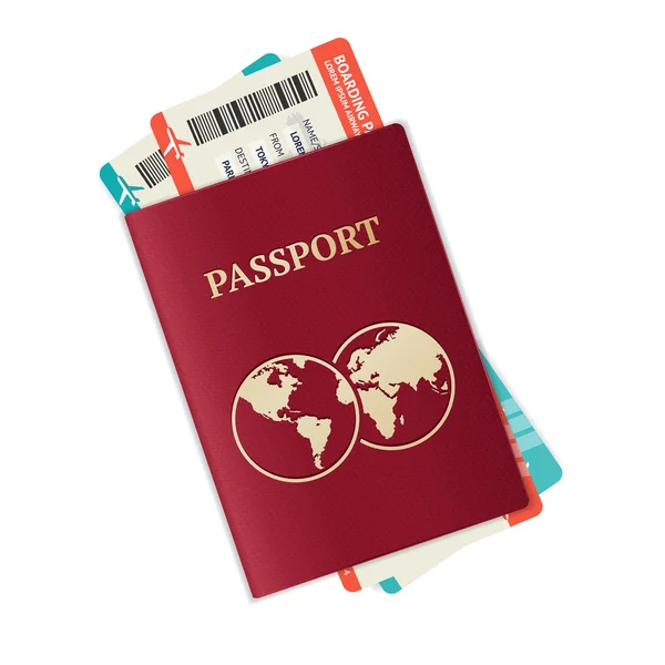 Passeport vectoriel avec billets . — Image vectorielle