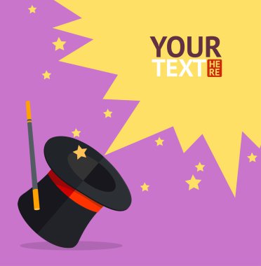 Vektör sihirli şapka arka plan metin için