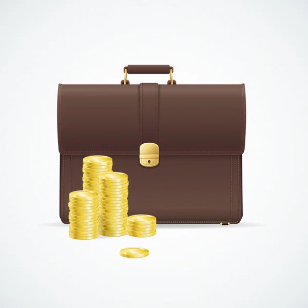 Valigetta vettoriale, valigia e concetto di denaro — Vettoriale Stock