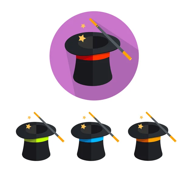 Vector magic hat icon set — Stock Vector
